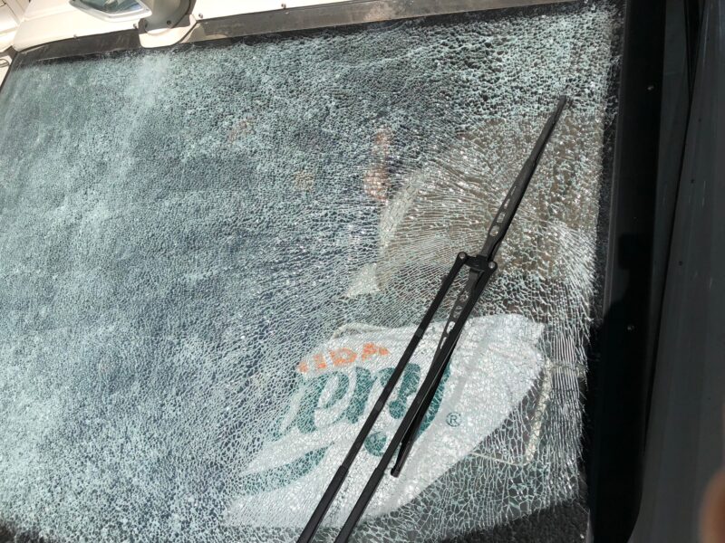 shattered glass from auto windshield